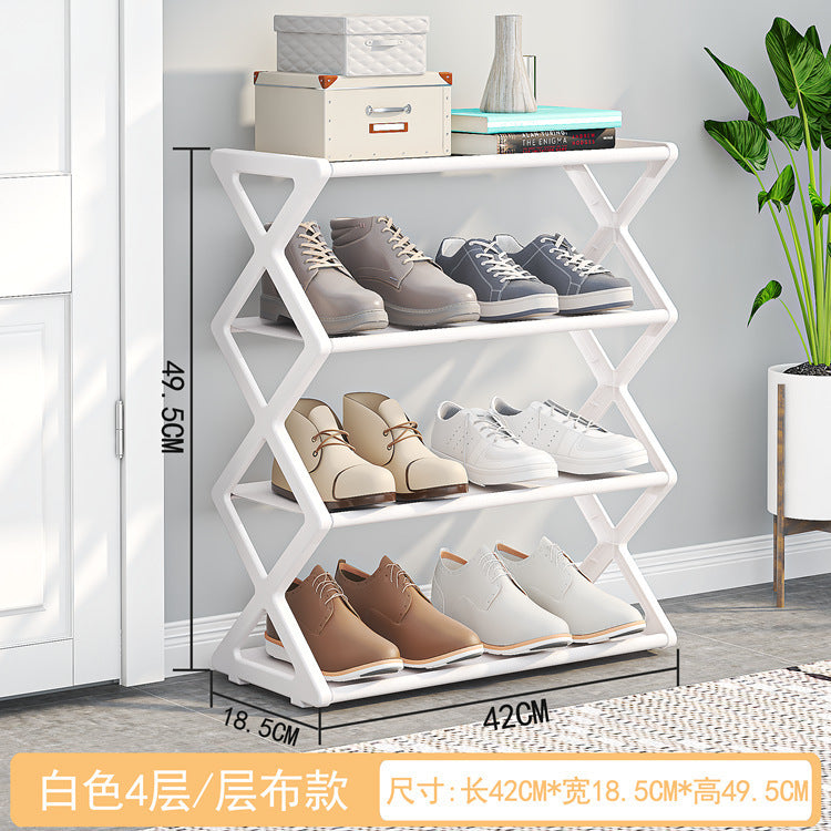Household X-type Multifunctional Double-layer Steel Tube Assembled Shoe Cabinet