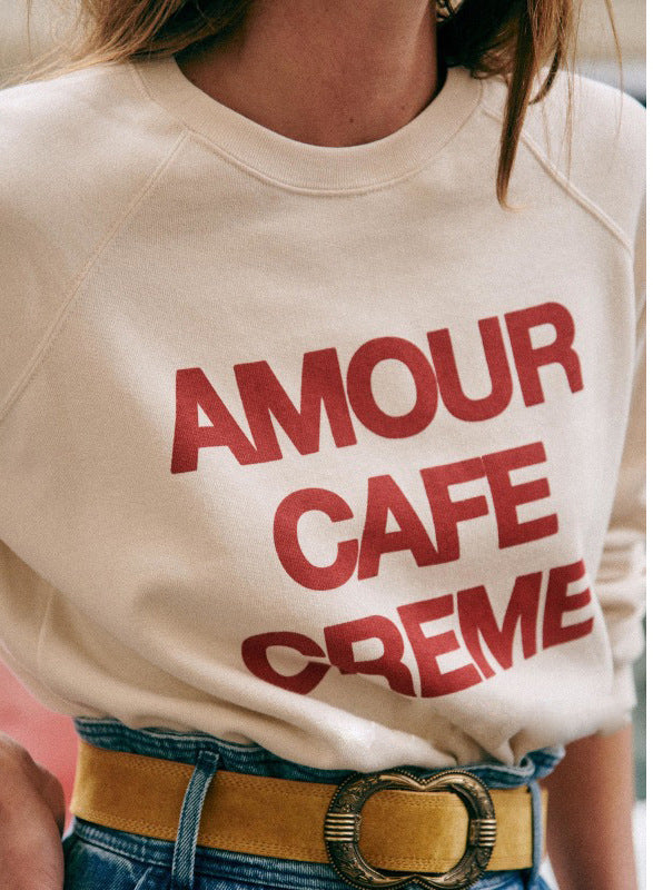 Stylish Alphabet Print Crew Neck Sweatshirt