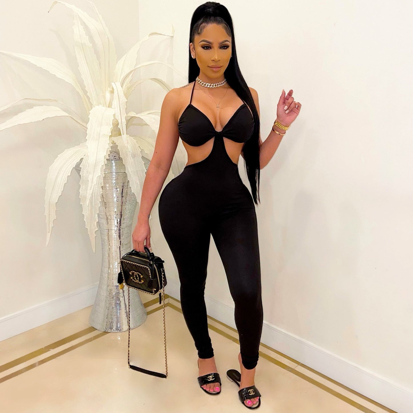 Fashion Sexy Suspenders Solid Color Casual Jumpsuit