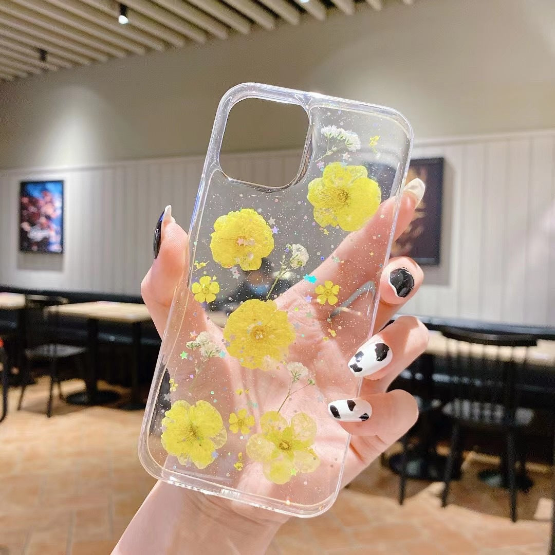 Epoxy Glitter Small Floral Phone Case