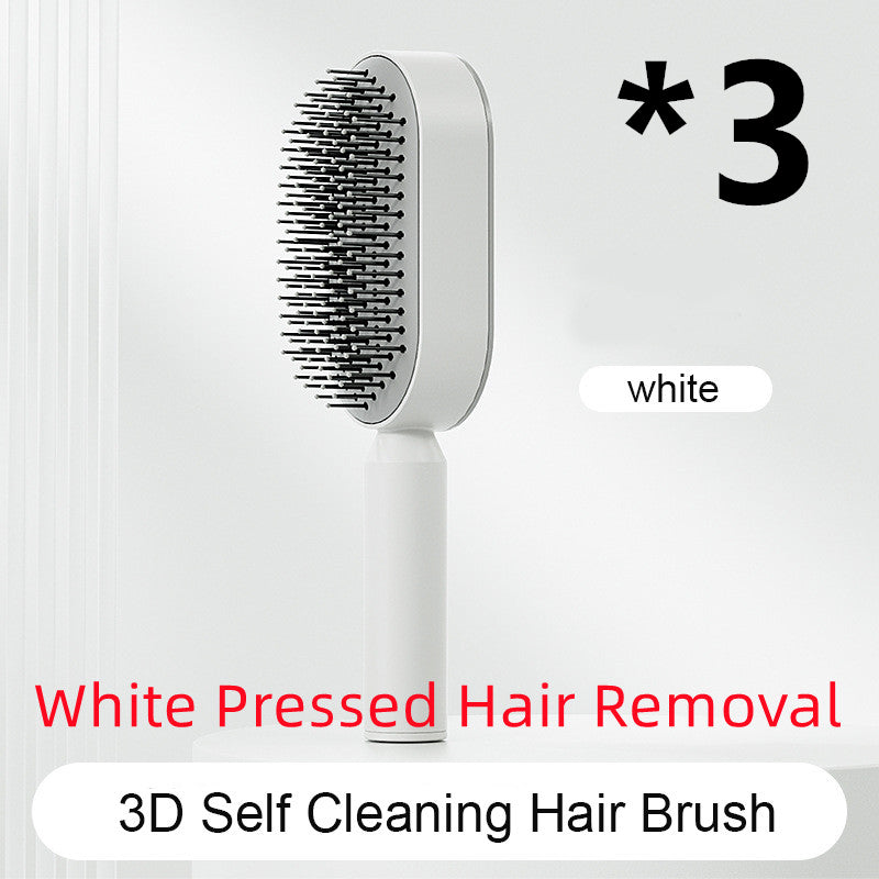 Lebo Self Cleaning Hair Brush For Women One-key Cleaning Hair Loss Airbag Massage Scalp Comb Anti-Static Hairbrush