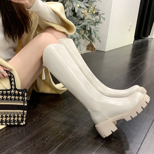 Women's Fashion Chunky Heel Round Toe Platform High Boots