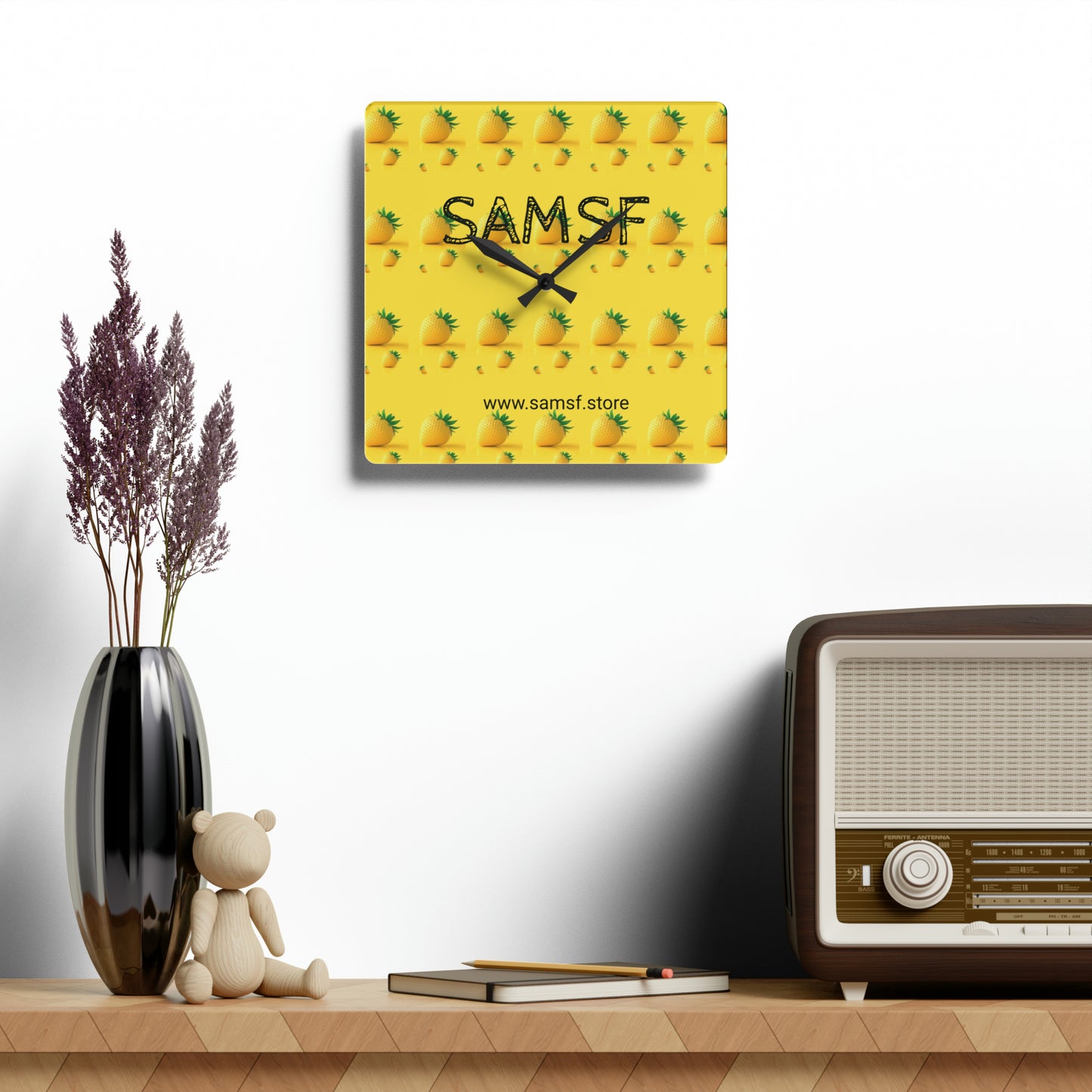 Samsf Pine Acrylic Wall Clock