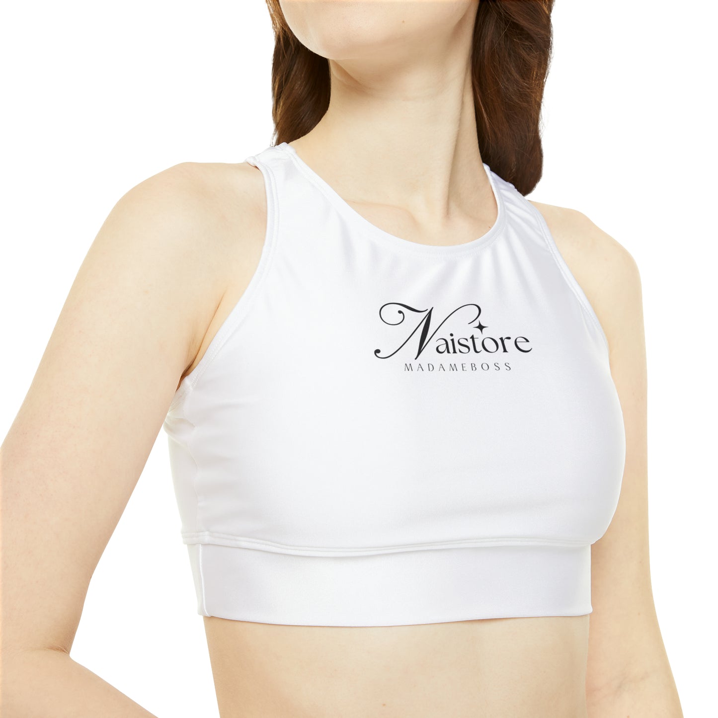 High Neck Crop Bikini Top (AOP) For Naistore