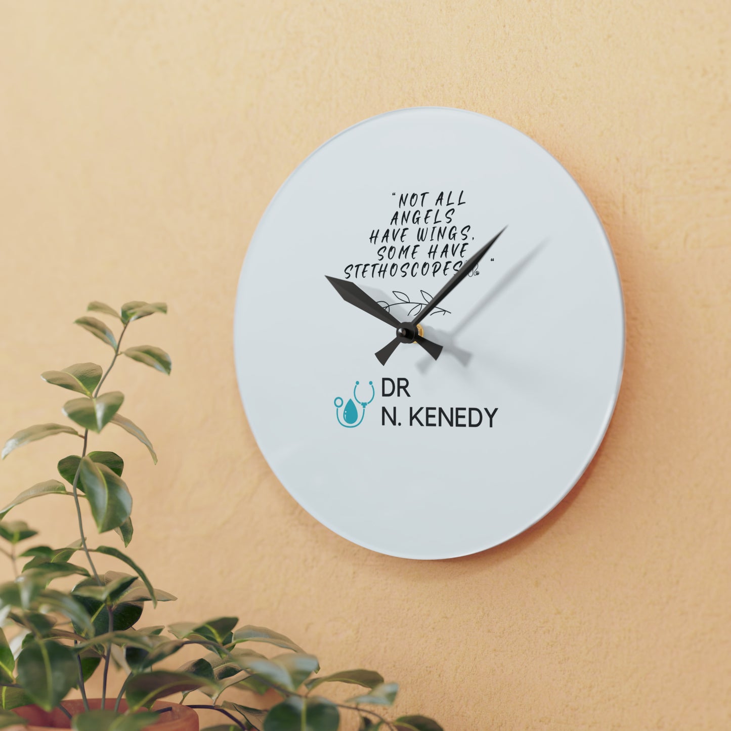 Acrylic Wall Clock For Dr Kennedy