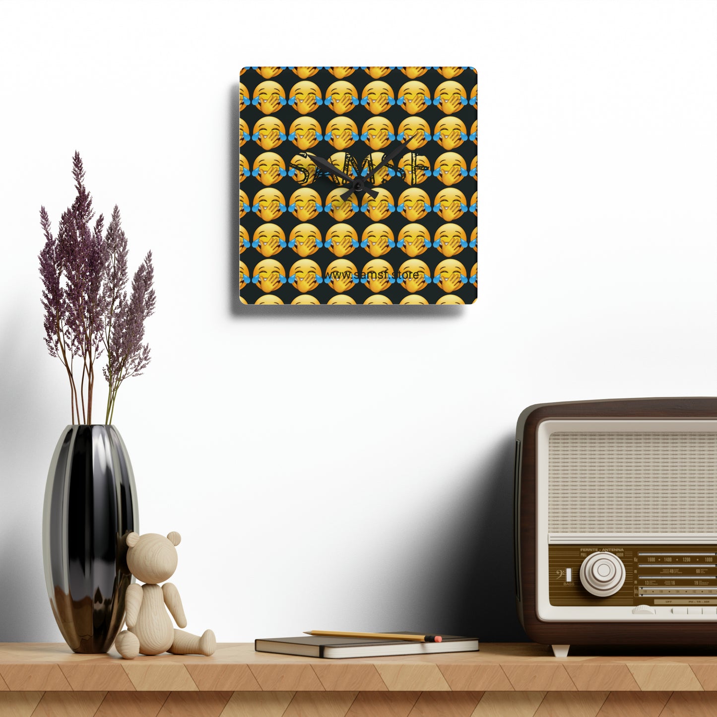 Samsf smile emoji Acrylic Wall Clock