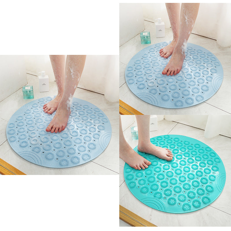 Textured Surface Round Shower Mat Anti-Slip Bath Mats With Drain Hole Massage Round In Middle For Shower Stall