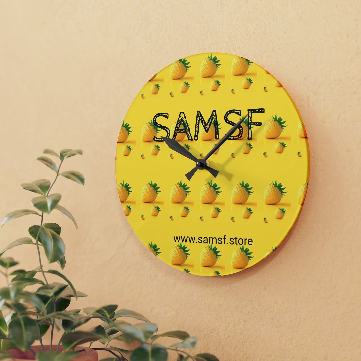 Samsf Pine Acrylic Wall Clock