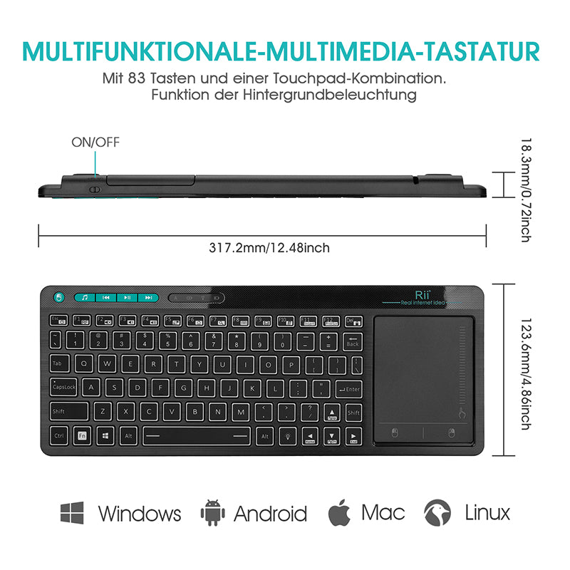 Multimdeia RGB Backlit Keyboard With Touchpad