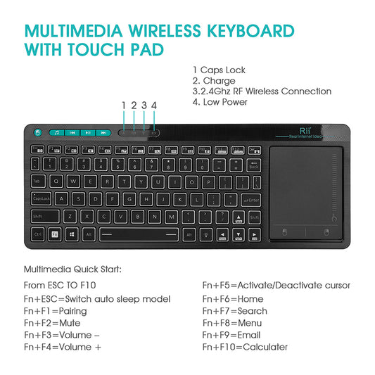 Multimdeia RGB Backlit Keyboard With Touchpad