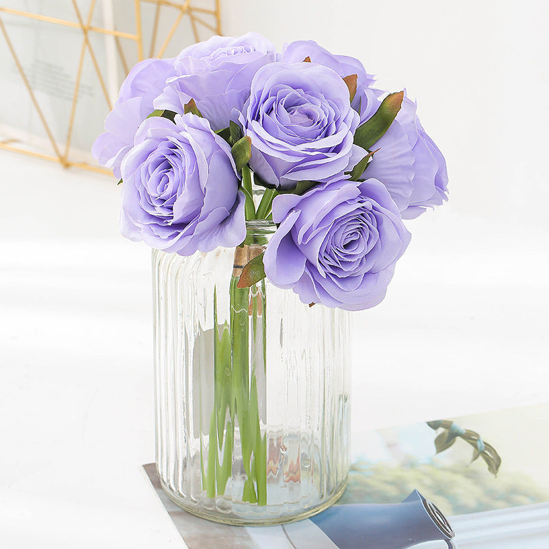 Silk Roses Bouquet Artificial Flowers for Home Decoration Bridal Hand Holding Flowers Big Rose Fake Flower