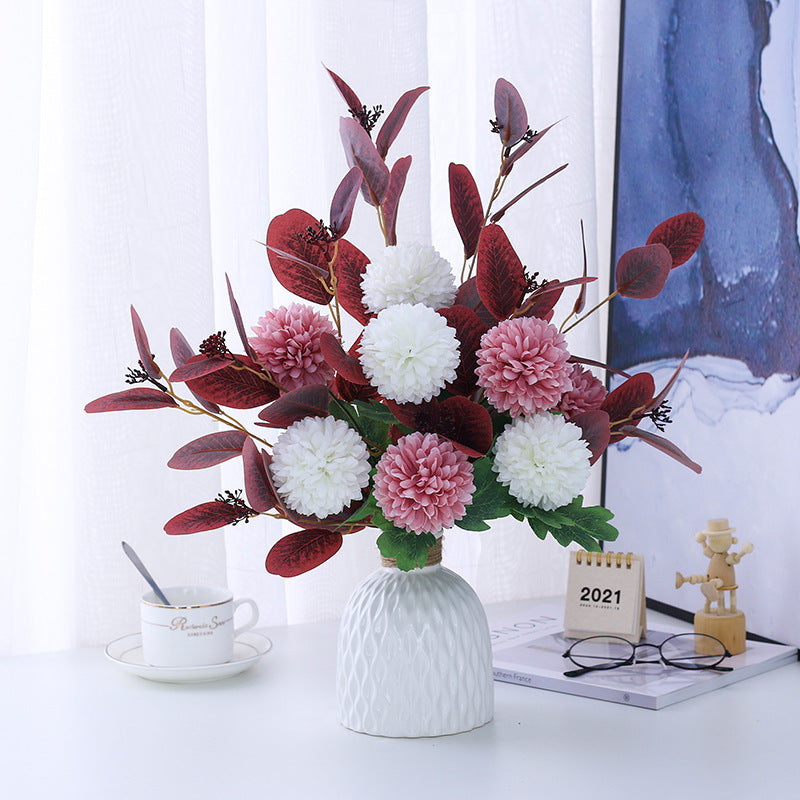 Factory Direct Supply Mediterranean Artificial Flowers Simulation Flower Living Room Decoration Anti-Table Flower Arrangement Flower Vase Floral Decoration Wholesale