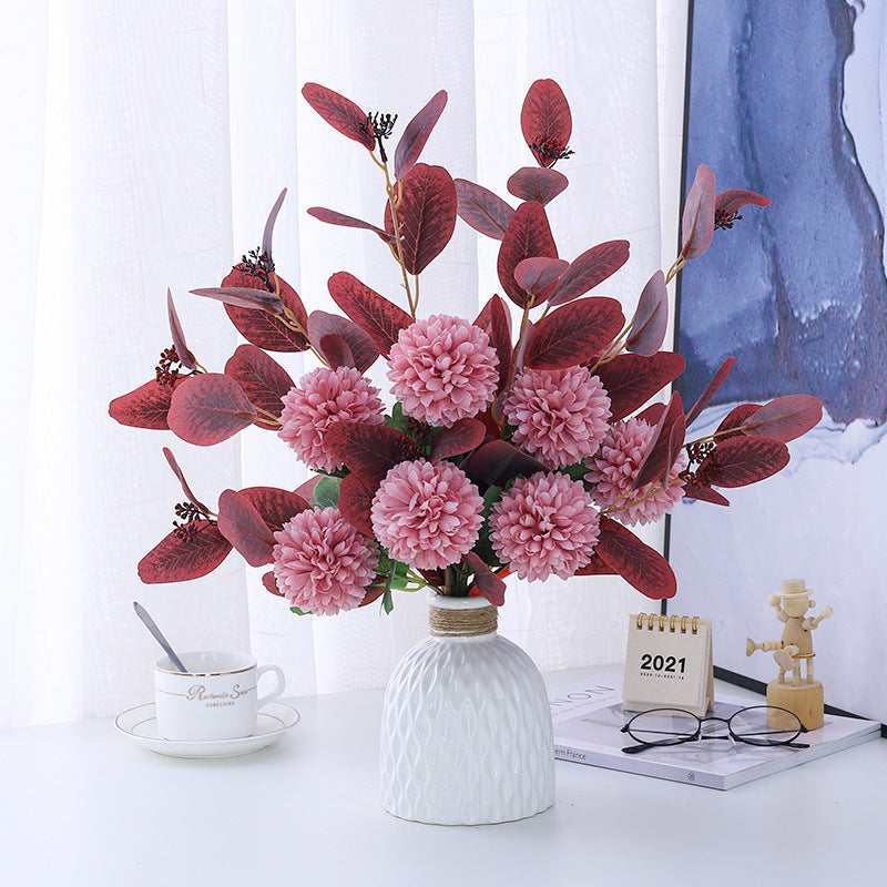 Factory Direct Supply Mediterranean Artificial Flowers Simulation Flower Living Room Decoration Anti-Table Flower Arrangement Flower Vase Floral Decoration Wholesale