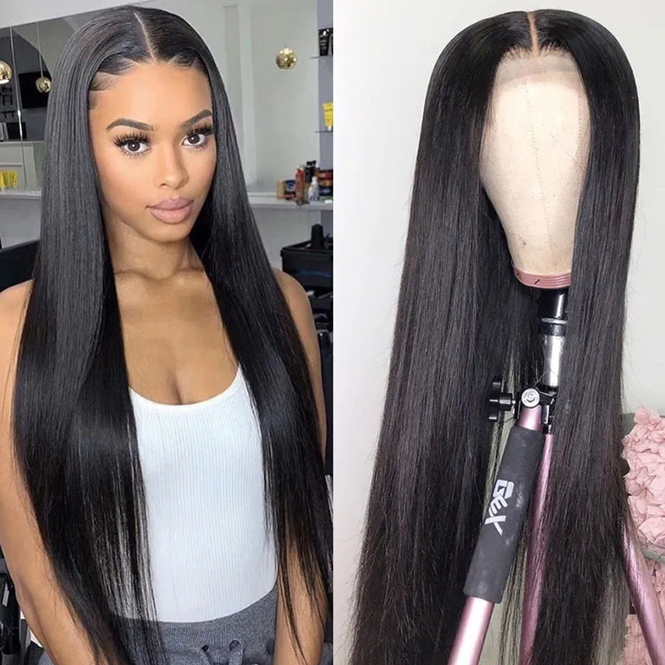 Female Black Front Lace Mid-Length Straight Hair