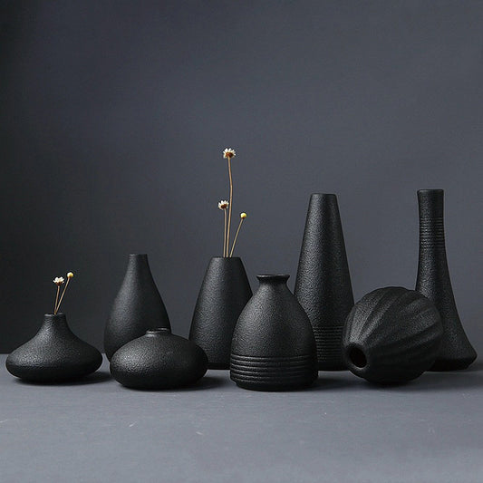 Creative black ceramic small vase