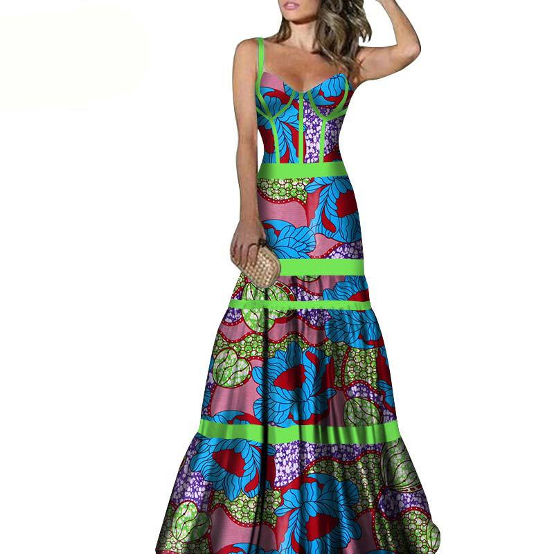 African Print Long Skirt Suspender Long Dress