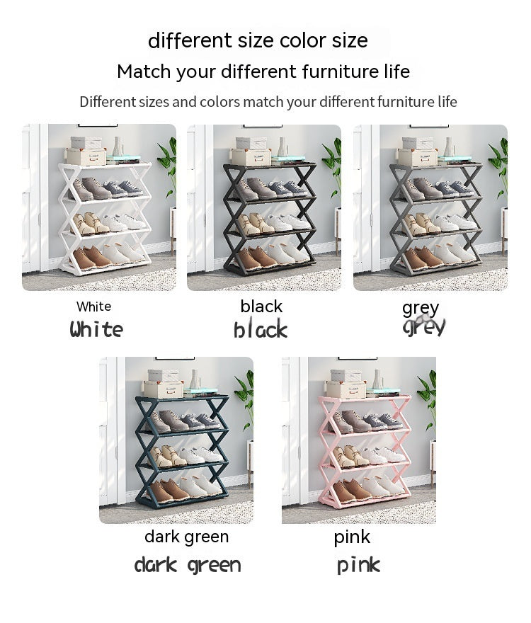 Household X-type Multifunctional Double-layer Steel Tube Assembled Shoe Cabinet