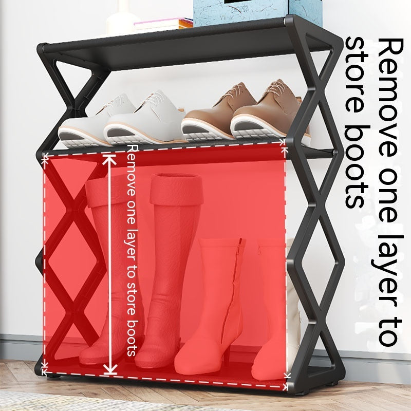 Household X-type Multifunctional Double-layer Steel Tube Assembled Shoe Cabinet