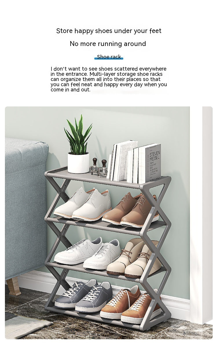 Household X-type Multifunctional Double-layer Steel Tube Assembled Shoe Cabinet