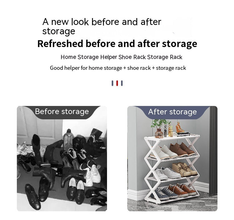 Household X-type Multifunctional Double-layer Steel Tube Assembled Shoe Cabinet