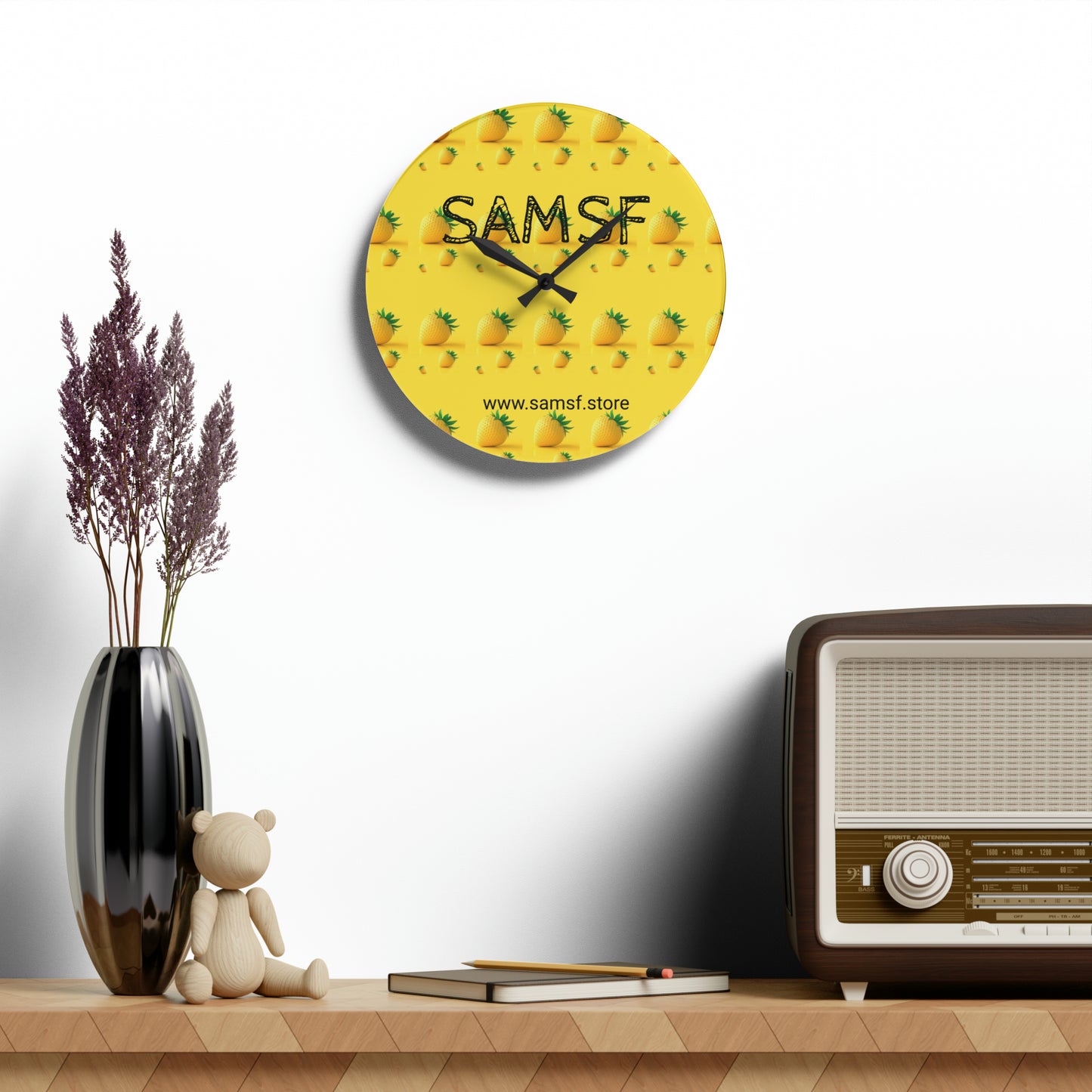 Samsf Pine Acrylic Wall Clock