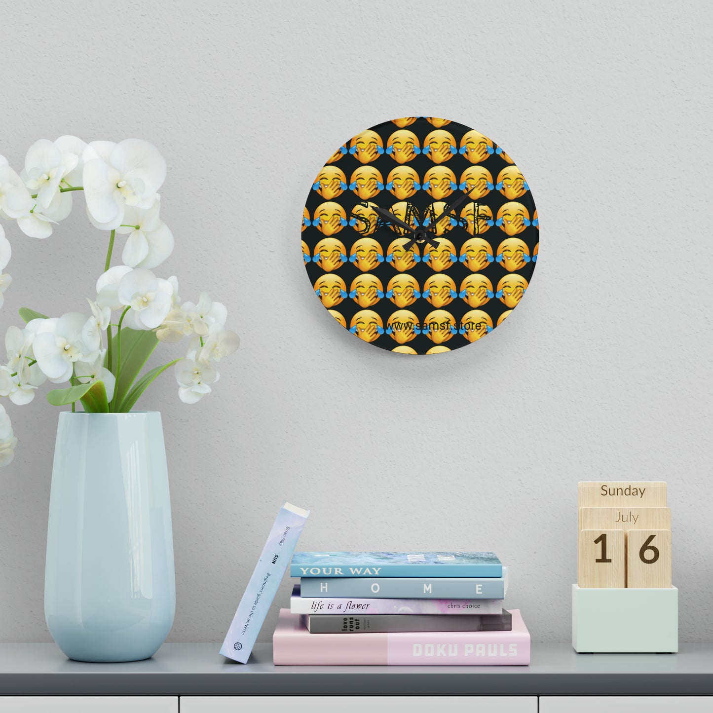 Samsf smile emoji Acrylic Wall Clock