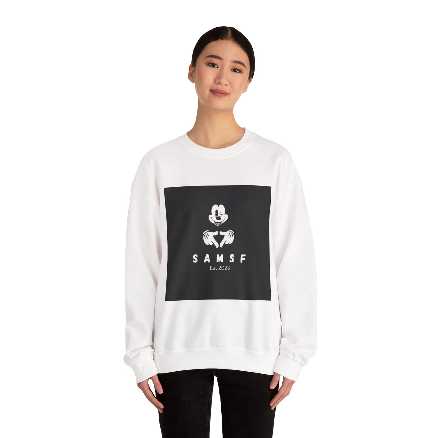 Crewneck Sweatshirt — Retro Cartoon Logo "SAMSF" Est. 2023