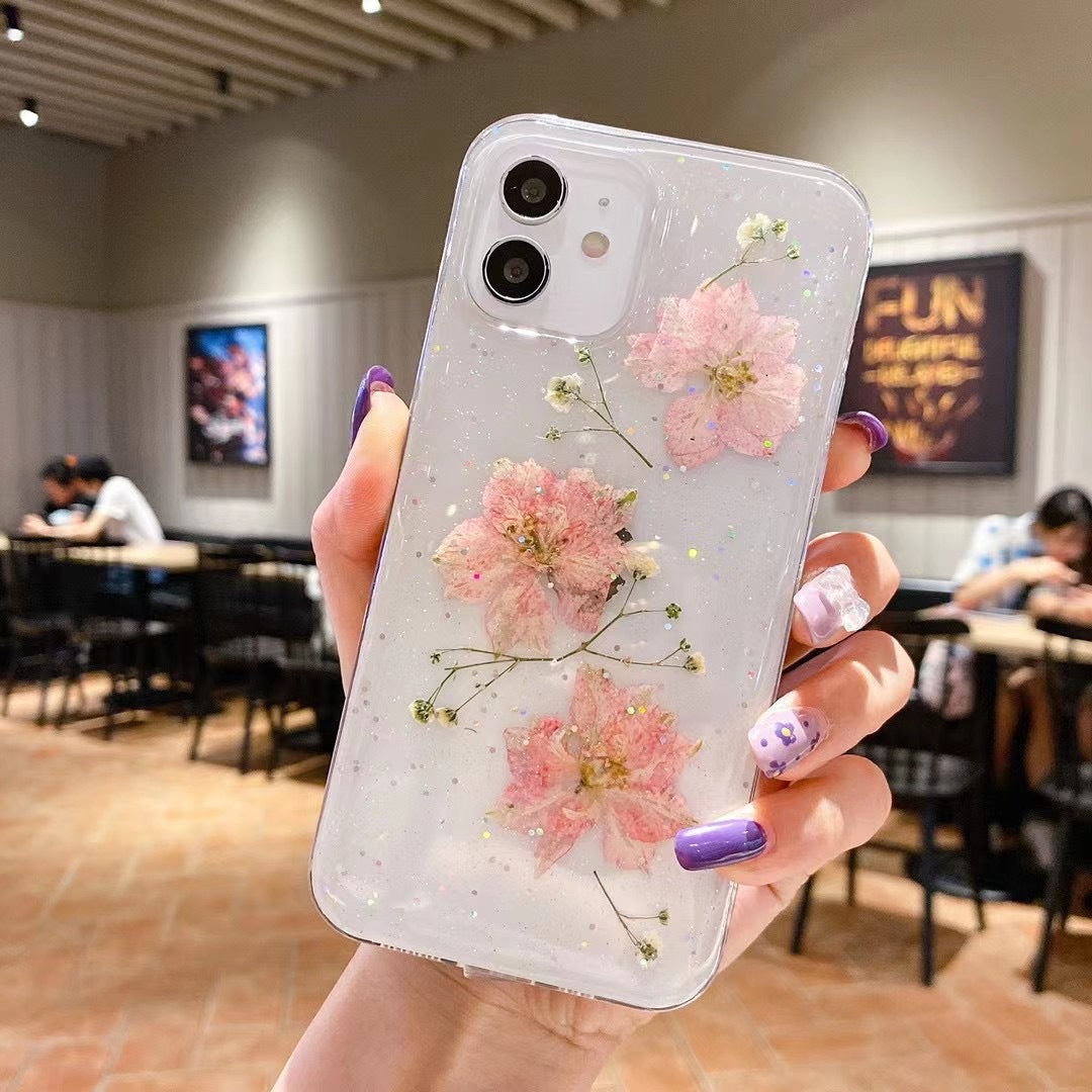 Epoxy Glitter Small Floral Phone Case