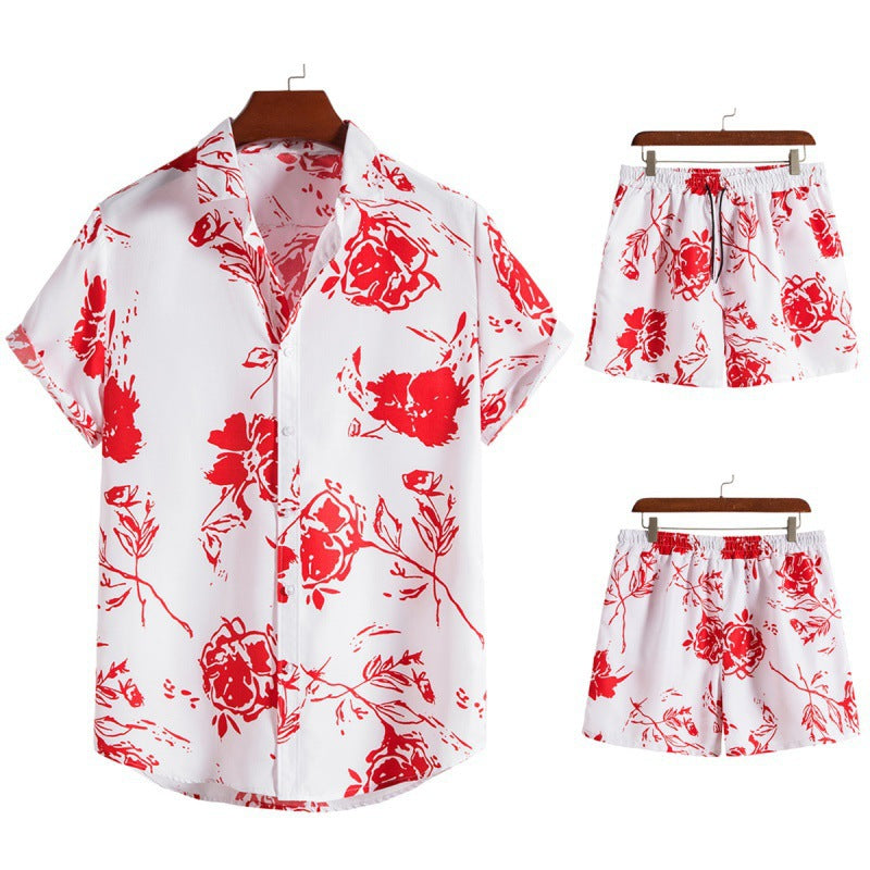 Men's Short Sleeve Shirt Suit Beach Style Print