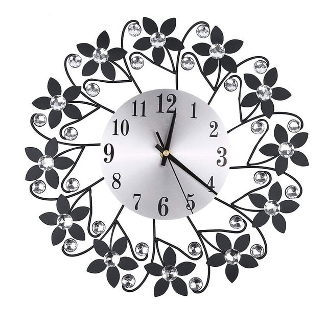 Creative Retro Flower Iron Home Wall Clock