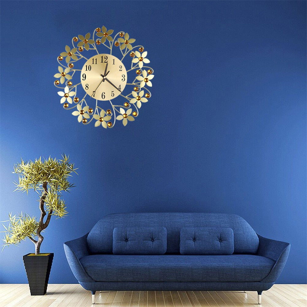 Creative Retro Flower Iron Home Wall Clock