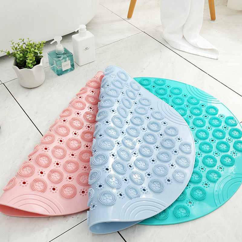 Textured Surface Round Shower Mat Anti-Slip Bath Mats With Drain Hole Massage Round In Middle For Shower Stall