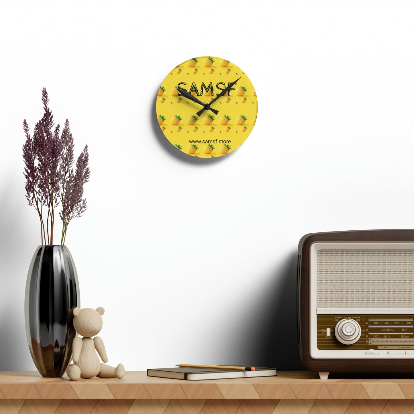 Samsf Pine Acrylic Wall Clock