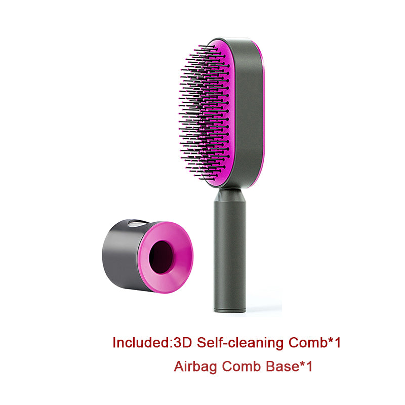 Lebo Self Cleaning Hair Brush For Women One-key Cleaning Hair Loss Airbag Massage Scalp Comb Anti-Static Hairbrush