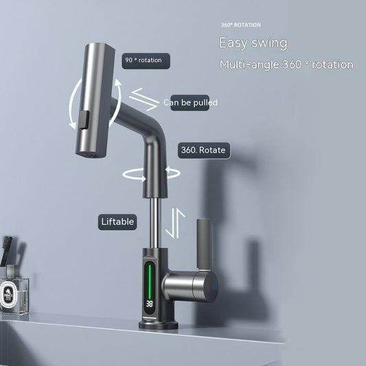 .00 Intelligent Digital Display Faucet Pull-out Basin Faucet Temperature Digital Display Rotation