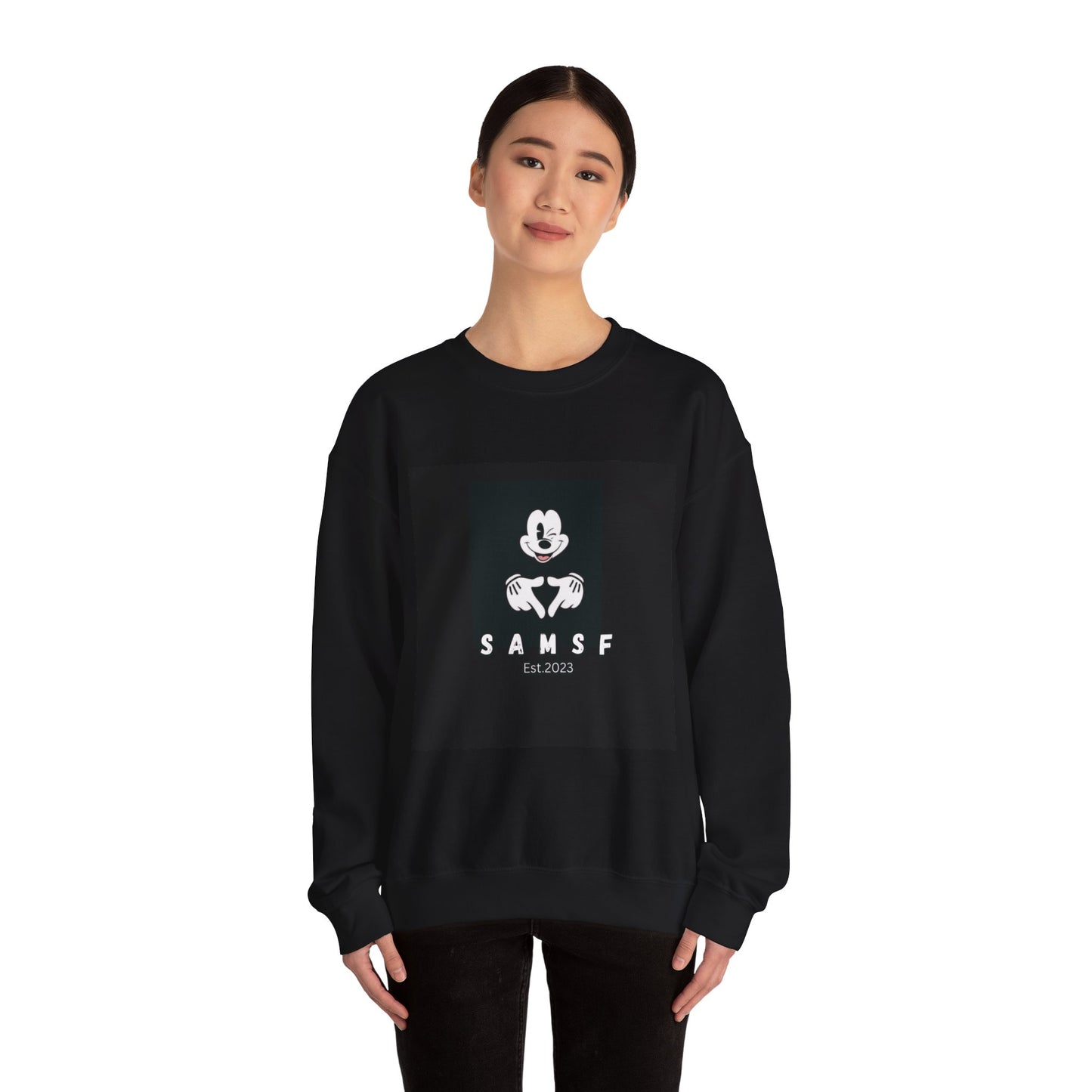 Crewneck Sweatshirt — Retro Cartoon Logo "SAMSF" Est. 2023
