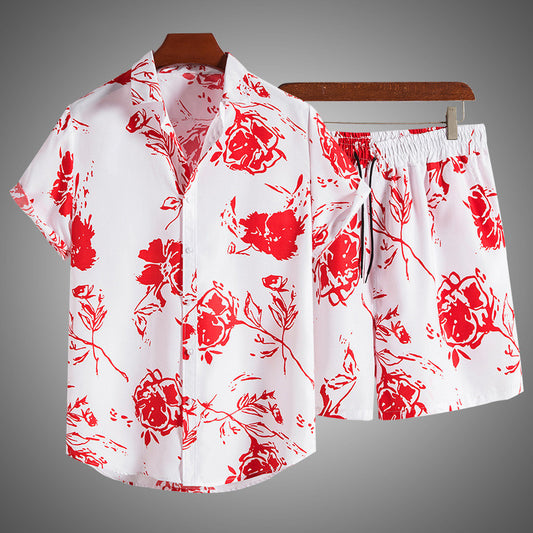 Men's Short Sleeve Shirt Suit Beach Style Print