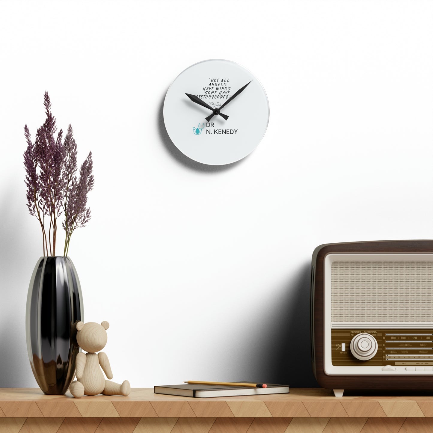 Acrylic Wall Clock For Dr Kennedy