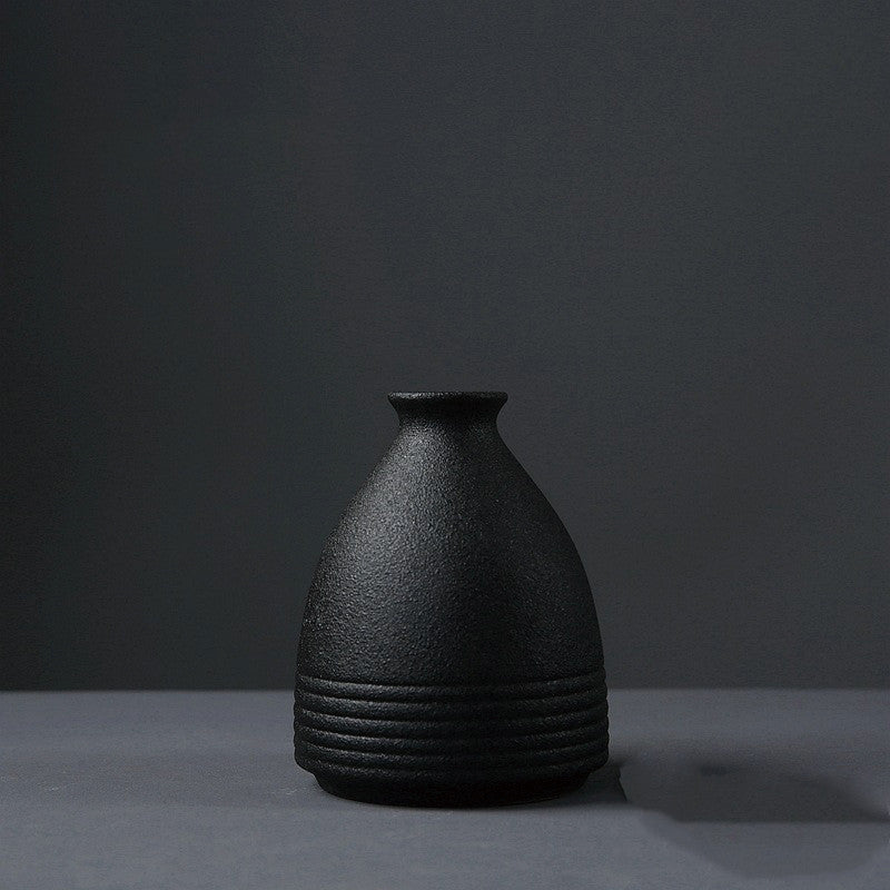 Creative black ceramic small vase