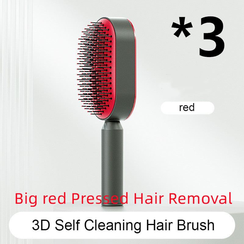 Lebo Self Cleaning Hair Brush For Women One-key Cleaning Hair Loss Airbag Massage Scalp Comb Anti-Static Hairbrush