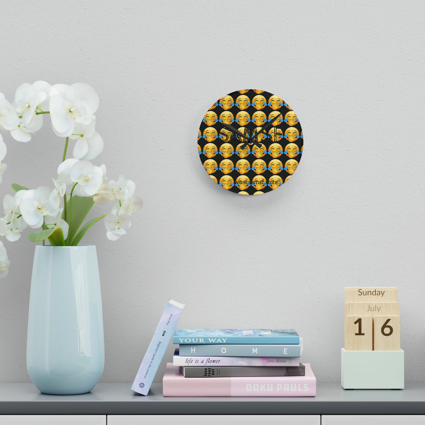 Samsf smile emoji Acrylic Wall Clock