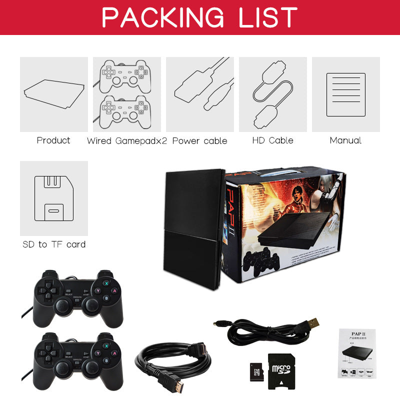 00 Tengyi Cross-border PAPII Joystick Arcade Small Black Box Home TV Game Console Double HDMI