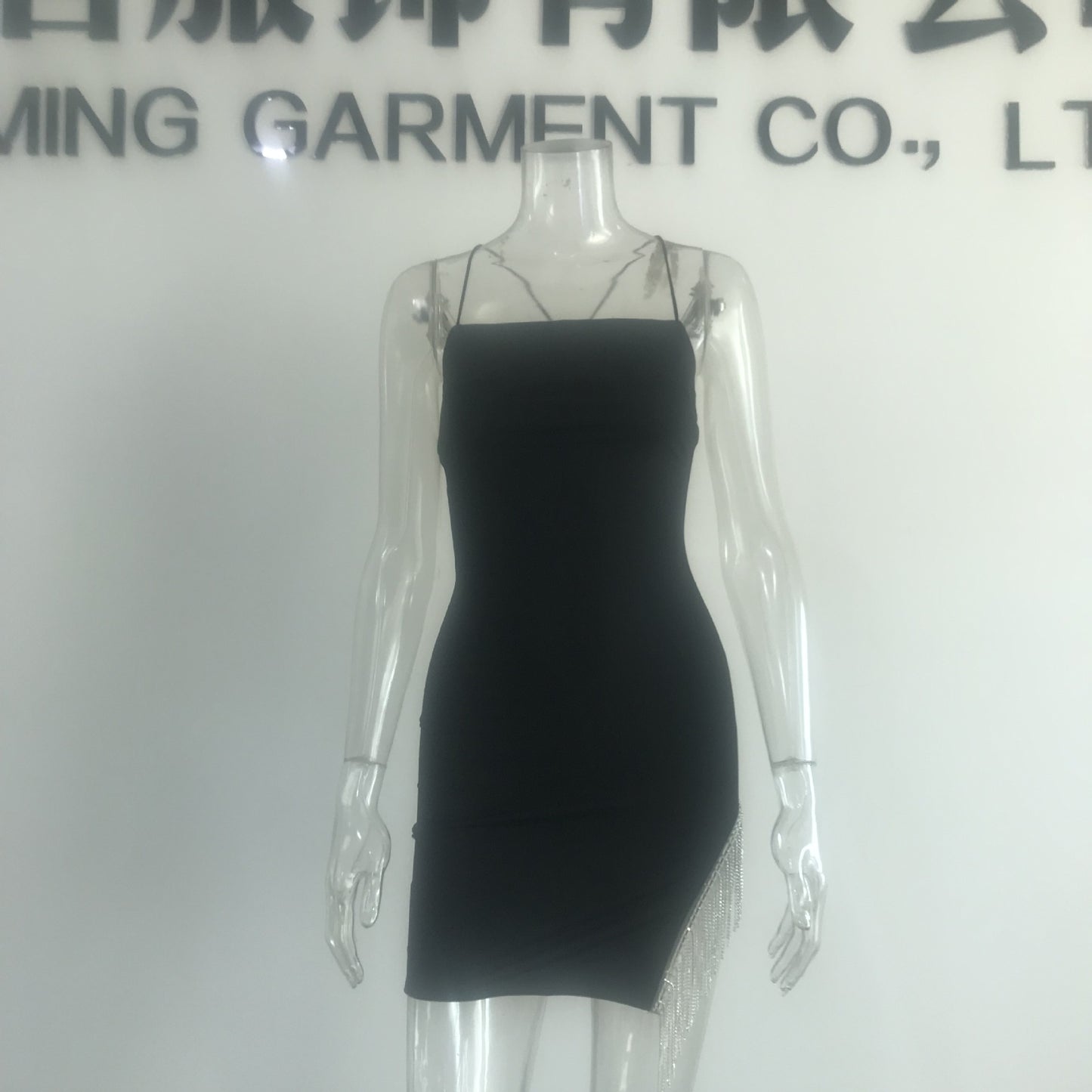 Ladies Spaghetti Straps Back Split Bodysuit Ladies Elegant Dress