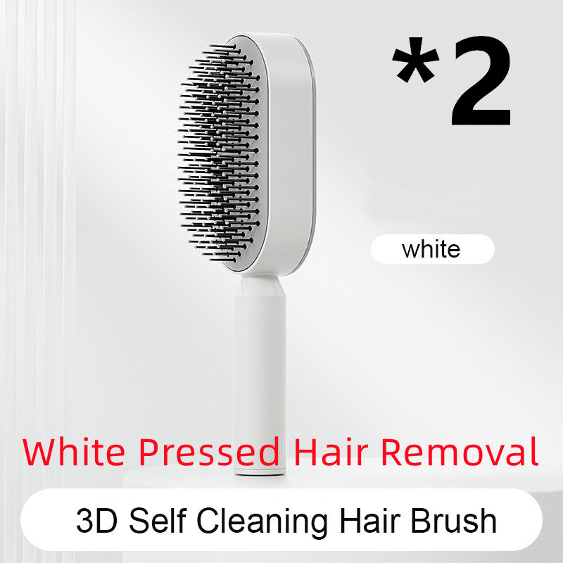 Lebo Self Cleaning Hair Brush For Women One-key Cleaning Hair Loss Airbag Massage Scalp Comb Anti-Static Hairbrush