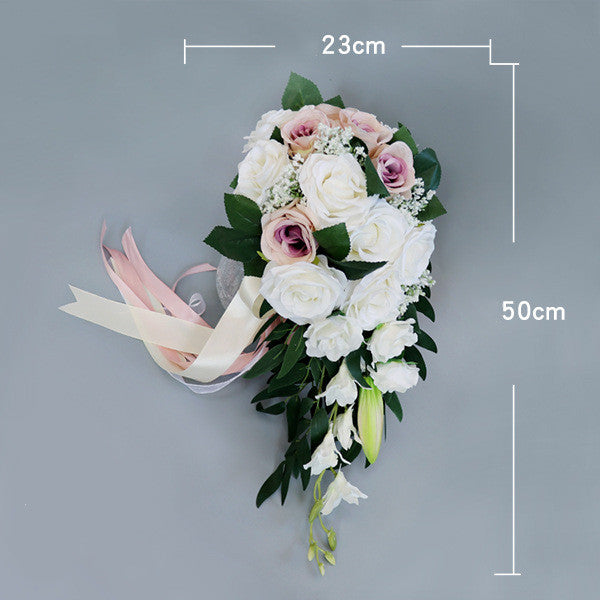 Waterfall Wedding Bride Bouquet Bridesmaid Hand Tied Artificial Flower Decor