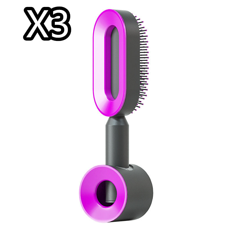 Lebo Self Cleaning Hair Brush For Women One-key Cleaning Hair Loss Airbag Massage Scalp Comb Anti-Static Hairbrush