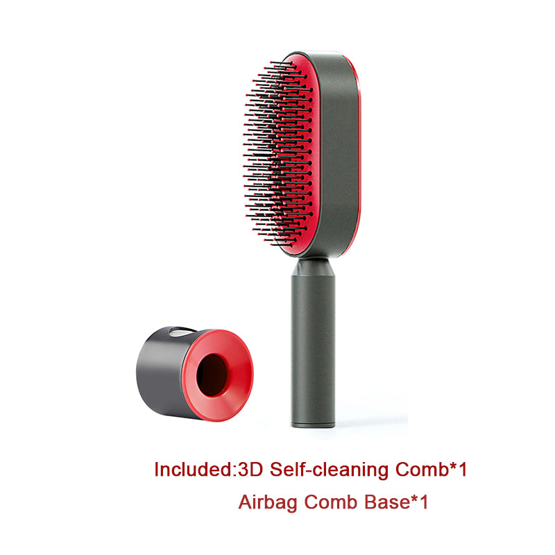 Lebo Self Cleaning Hair Brush For Women One-key Cleaning Hair Loss Airbag Massage Scalp Comb Anti-Static Hairbrush