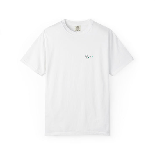 Minimal Deer Chest Tee — Small Antler & "M" Embroidered White T-Shirt By Miss Joki