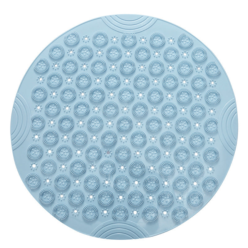 Textured Surface Round Shower Mat Anti-Slip Bath Mats With Drain Hole Massage Round In Middle For Shower Stall