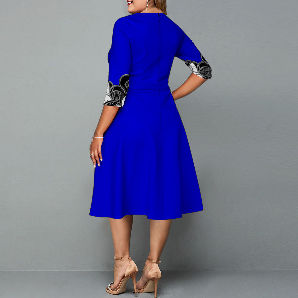 Elegant Temperament Hedging Print Midi Dress